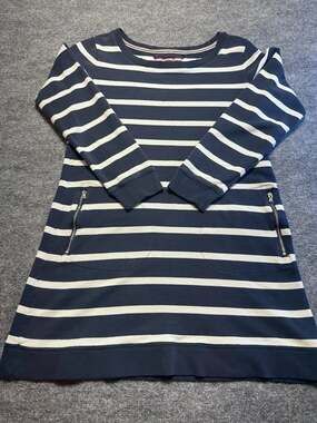 Tommy Hilfiger Striped Sweatshirt Dress Zipper Pockets Sz M Boat Club Resort